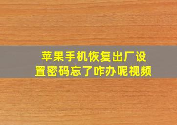 苹果手机恢复出厂设置密码忘了咋办呢视频