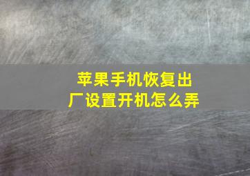 苹果手机恢复出厂设置开机怎么弄