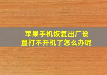 苹果手机恢复出厂设置打不开机了怎么办呢