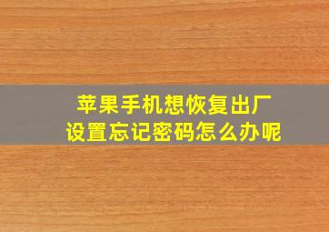 苹果手机想恢复出厂设置忘记密码怎么办呢