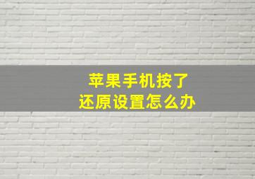 苹果手机按了还原设置怎么办