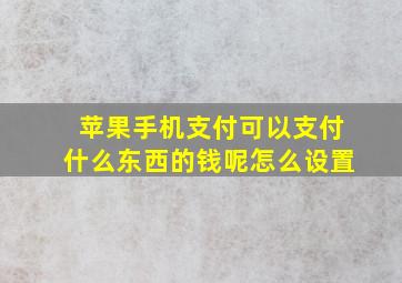 苹果手机支付可以支付什么东西的钱呢怎么设置