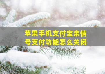 苹果手机支付宝亲情号支付功能怎么关闭