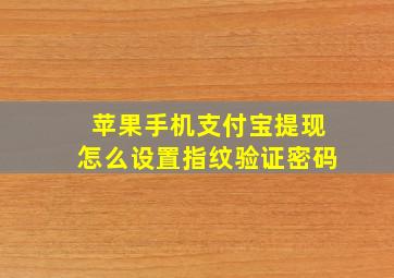 苹果手机支付宝提现怎么设置指纹验证密码