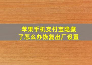 苹果手机支付宝隐藏了怎么办恢复出厂设置