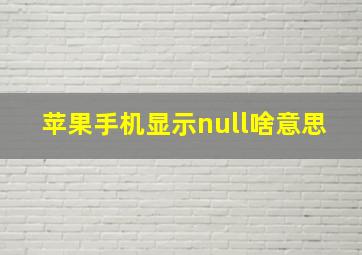 苹果手机显示null啥意思