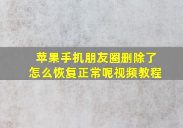 苹果手机朋友圈删除了怎么恢复正常呢视频教程