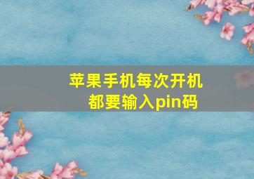 苹果手机每次开机都要输入pin码