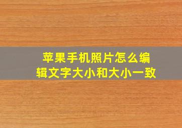 苹果手机照片怎么编辑文字大小和大小一致