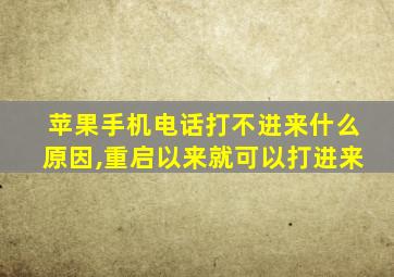 苹果手机电话打不进来什么原因,重启以来就可以打进来