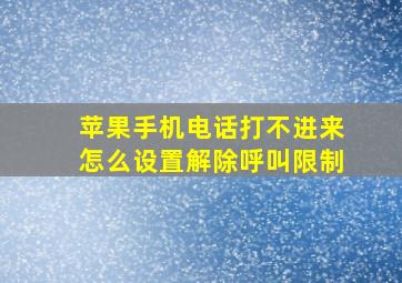 苹果手机电话打不进来怎么设置解除呼叫限制