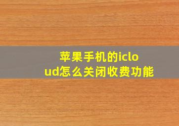 苹果手机的icloud怎么关闭收费功能