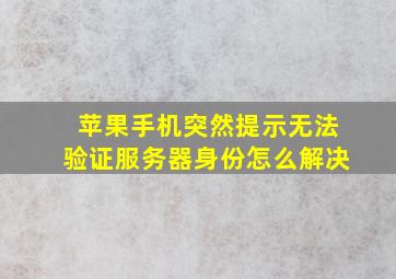 苹果手机突然提示无法验证服务器身份怎么解决