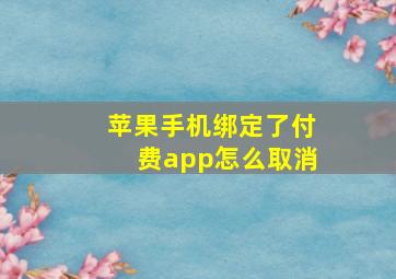 苹果手机绑定了付费app怎么取消