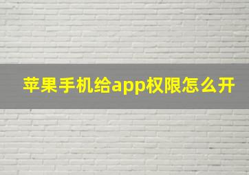 苹果手机给app权限怎么开