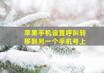 苹果手机设置呼叫转移到另一个手机号上