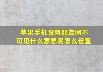 苹果手机设置朋友圈不可见什么意思呢怎么设置