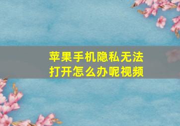 苹果手机隐私无法打开怎么办呢视频