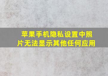 苹果手机隐私设置中照片无法显示其他任何应用