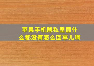 苹果手机隐私里面什么都没有怎么回事儿啊