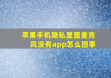 苹果手机隐私里面麦克风没有app怎么回事