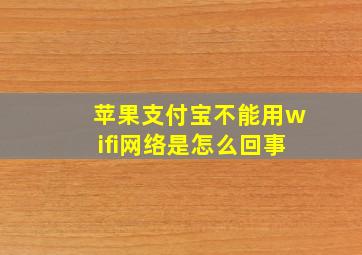 苹果支付宝不能用wifi网络是怎么回事