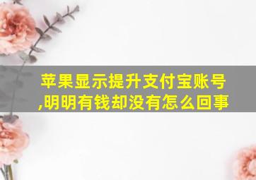 苹果显示提升支付宝账号,明明有钱却没有怎么回事