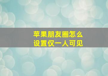 苹果朋友圈怎么设置仅一人可见