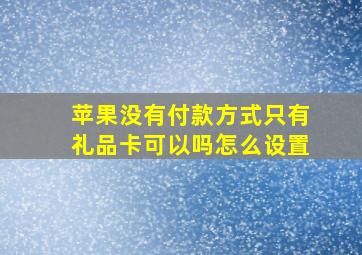 苹果没有付款方式只有礼品卡可以吗怎么设置