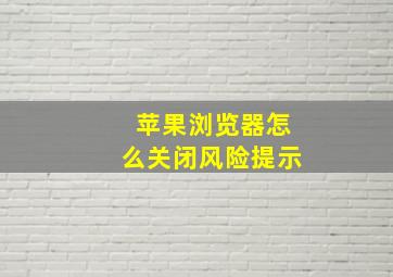 苹果浏览器怎么关闭风险提示