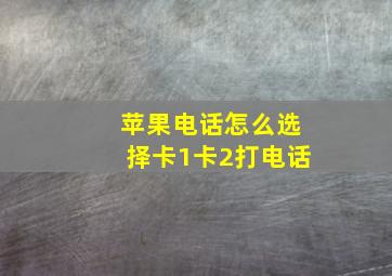 苹果电话怎么选择卡1卡2打电话