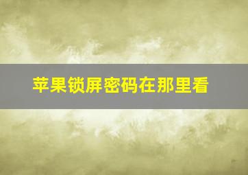 苹果锁屏密码在那里看