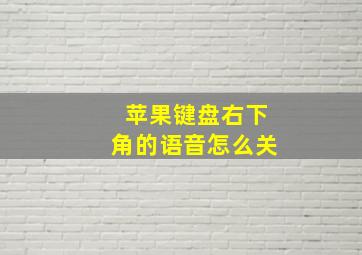 苹果键盘右下角的语音怎么关