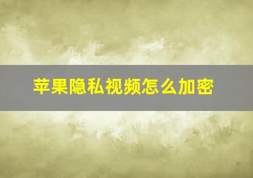 苹果隐私视频怎么加密