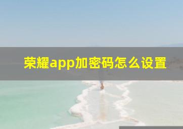 荣耀app加密码怎么设置