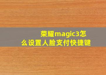 荣耀magic3怎么设置人脸支付快捷键