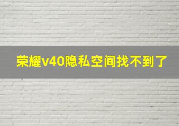 荣耀v40隐私空间找不到了