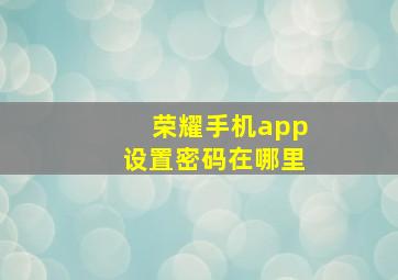 荣耀手机app设置密码在哪里