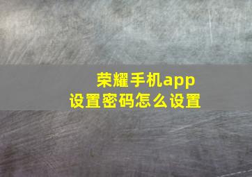 荣耀手机app设置密码怎么设置