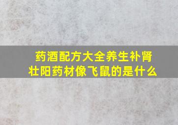 药酒配方大全养生补肾壮阳药材像飞鼠的是什么