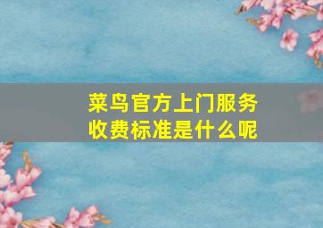 菜鸟官方上门服务收费标准是什么呢