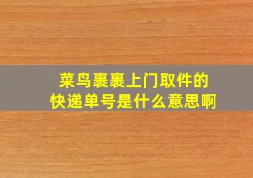 菜鸟裹裹上门取件的快递单号是什么意思啊