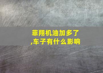 菲翔机油加多了,车子有什么影响