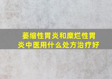 萎缩性胃炎和糜烂性胃炎中医用什么处方治疗好