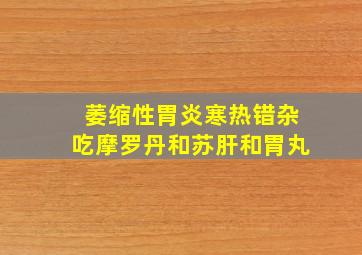 萎缩性胃炎寒热错杂吃摩罗丹和苏肝和胃丸