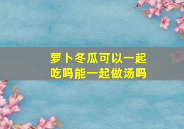 萝卜冬瓜可以一起吃吗能一起做汤吗