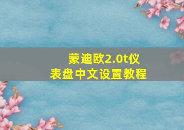 蒙迪欧2.0t仪表盘中文设置教程