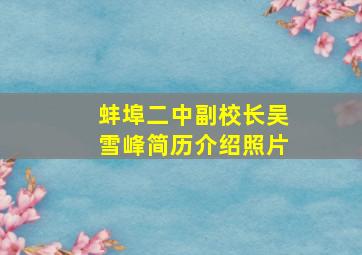 蚌埠二中副校长吴雪峰简历介绍照片