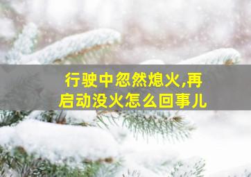 行驶中忽然熄火,再启动没火怎么回事儿