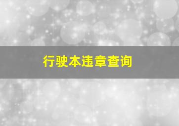 行驶本违章查询